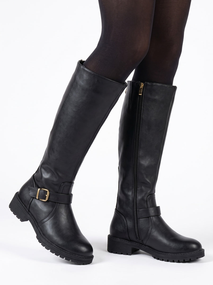 Sigrid-Stella Women's Knee-High Buckle Strap Boots