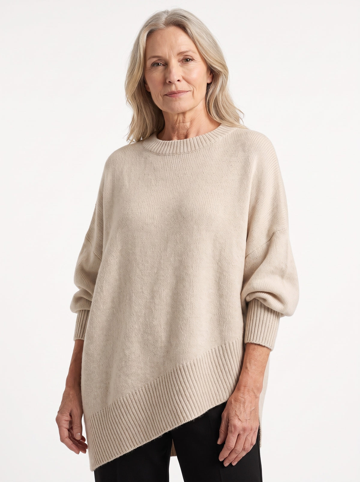 Josephine-Alba Women's Oversized Asymmetrical Poncho Sweater
