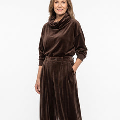 Penelope-Celeste Women's Velvet Cowl-Neck Top & Trouser Set hero