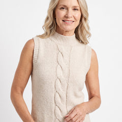 Agnes Women's Cable Knit Mock Neck Sweater