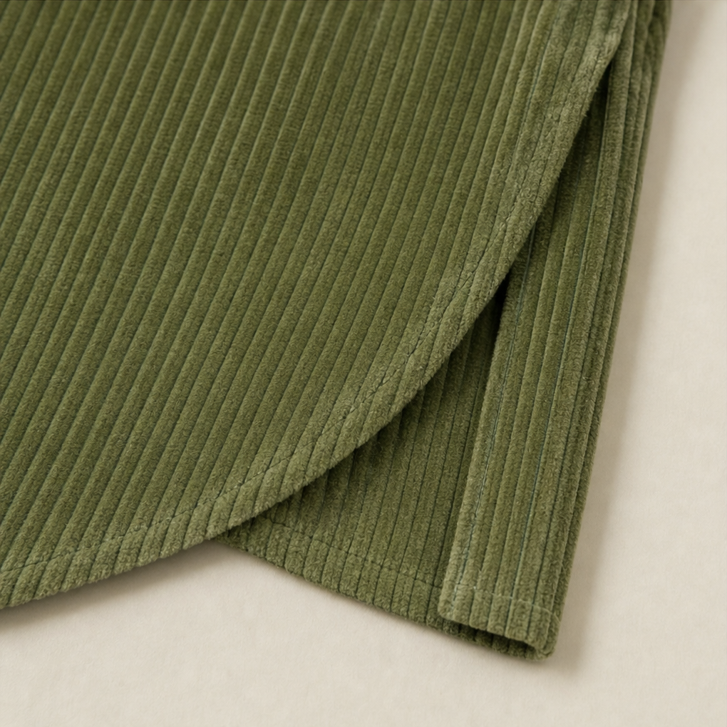 Wilhelmina-Regina | Women's Asymmetric Funnel Collar Corduroy Top