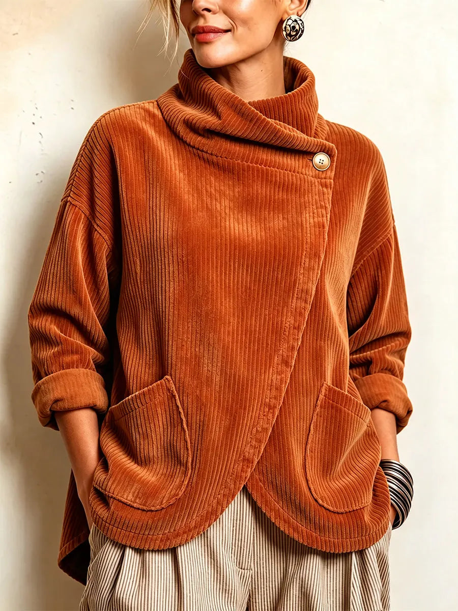 Magda | Women's Asymmetric Wrap Corduroy Top