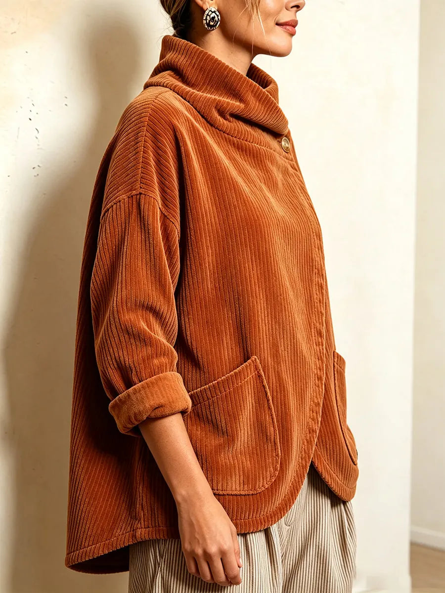 Magda | Women's Asymmetric Wrap Corduroy Top