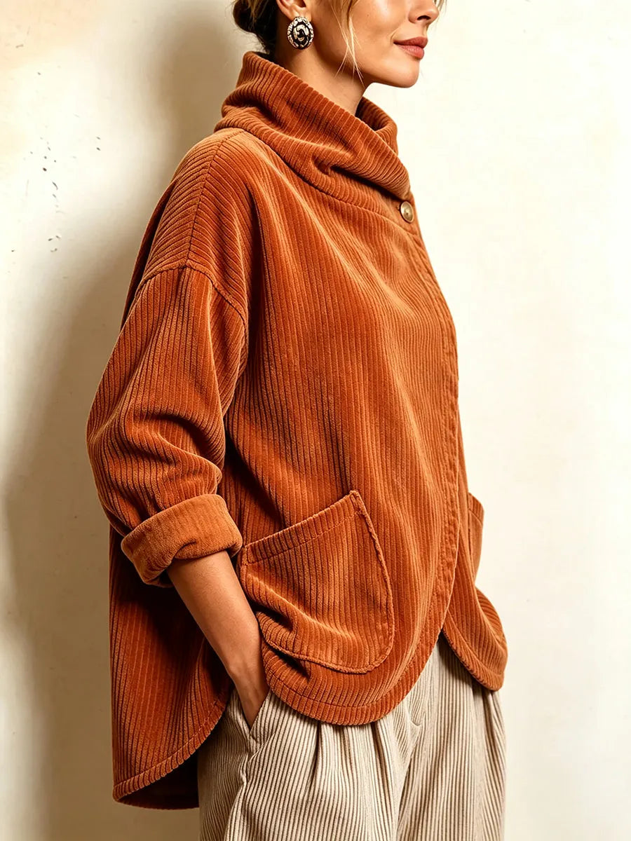 Magda | Women's Asymmetric Wrap Corduroy Top