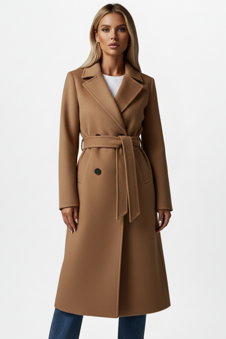Odette-Olive | Women's Belted Double-Breasted Trench Coat