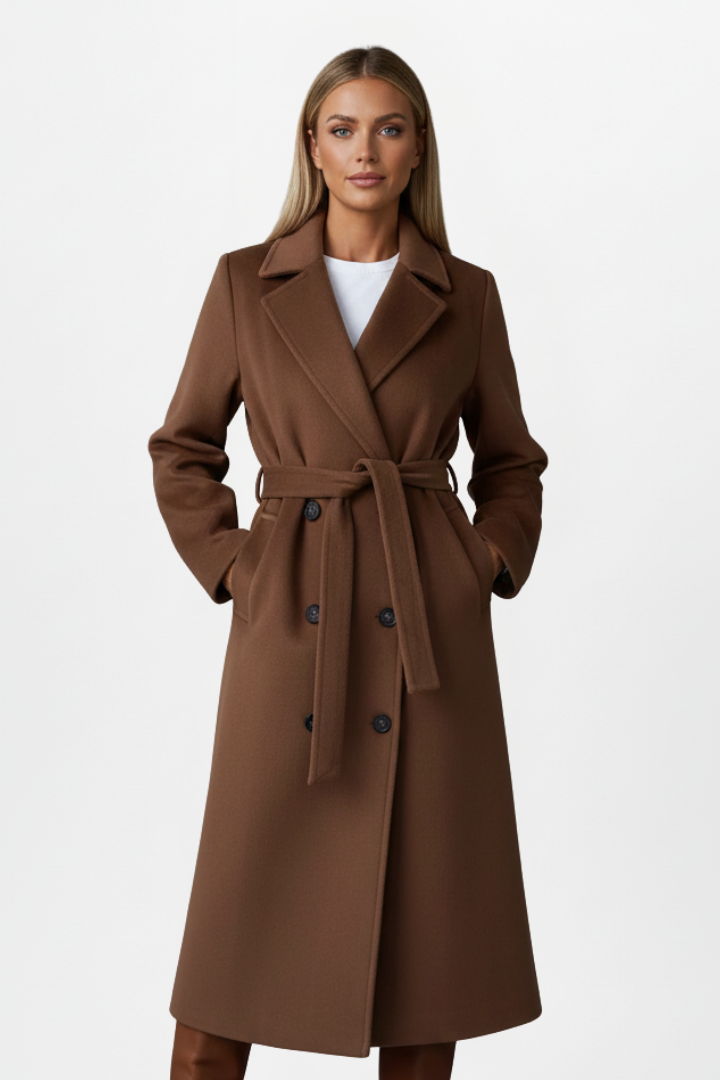 Odette-Olive | Women's Belted Double-Breasted Trench Coat