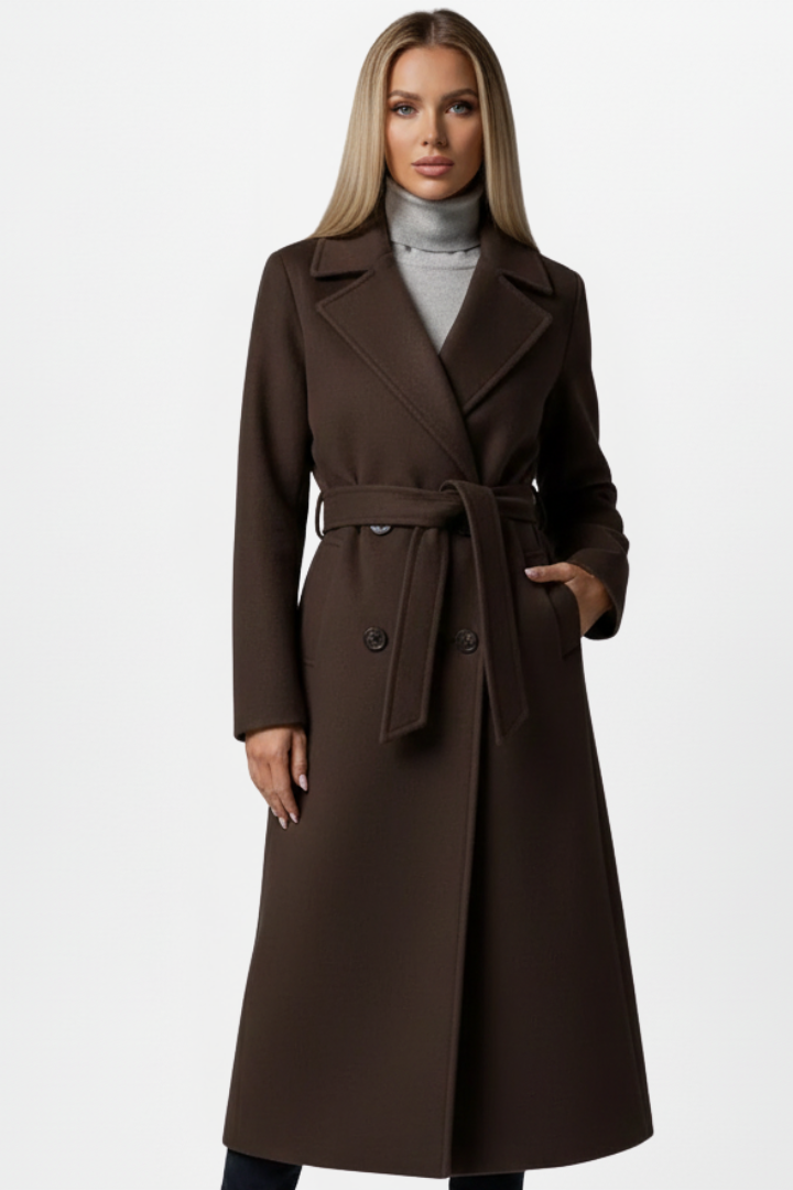 Odette-Olive | Women's Belted Double-Breasted Trench Coat