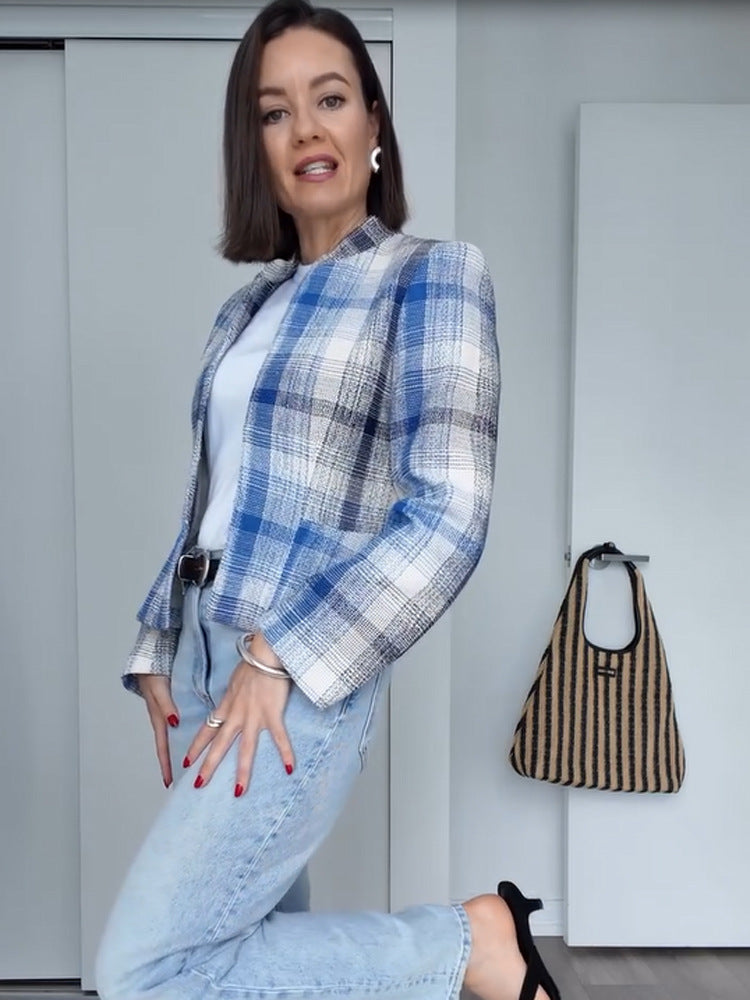 Minerva | Women's Checkered Boxy Blazer