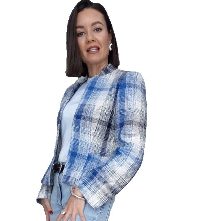 Minerva | Women's Checkered Boxy Blazer