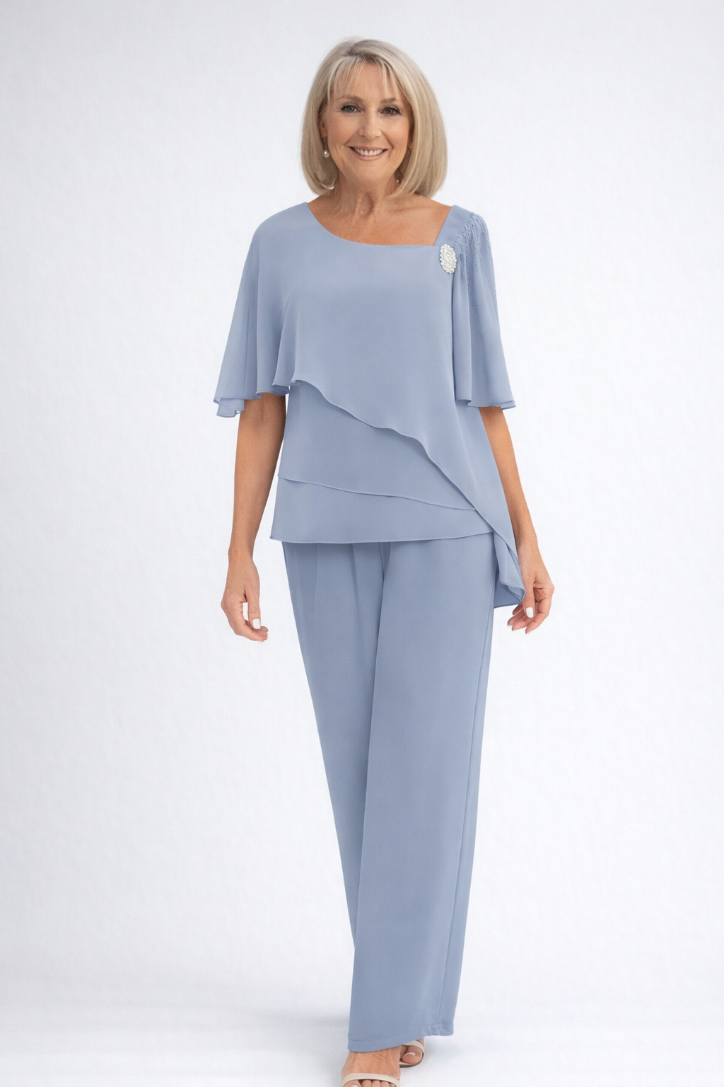 Edith-Josephine | Women's Chiffon Cape Two-Piece Set
