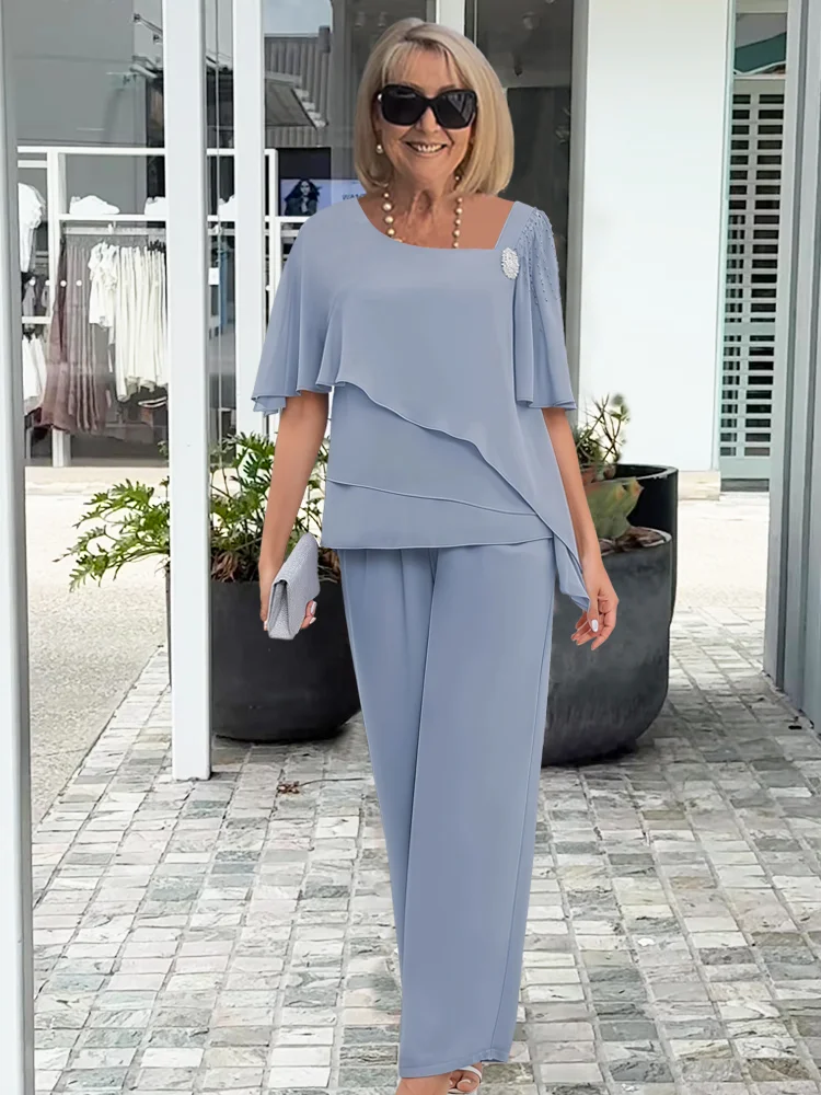 Edith-Josephine | Women's Chiffon Cape Two-Piece Set