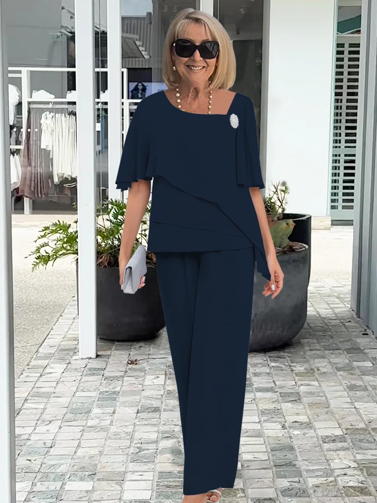 Edith-Josephine | Women's Chiffon Cape Two-Piece Set