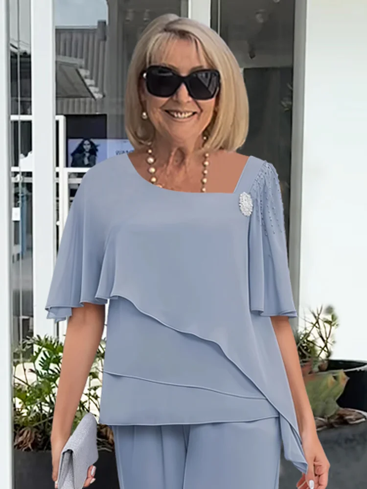 Edith-Josephine | Women's Chiffon Cape Two-Piece Set