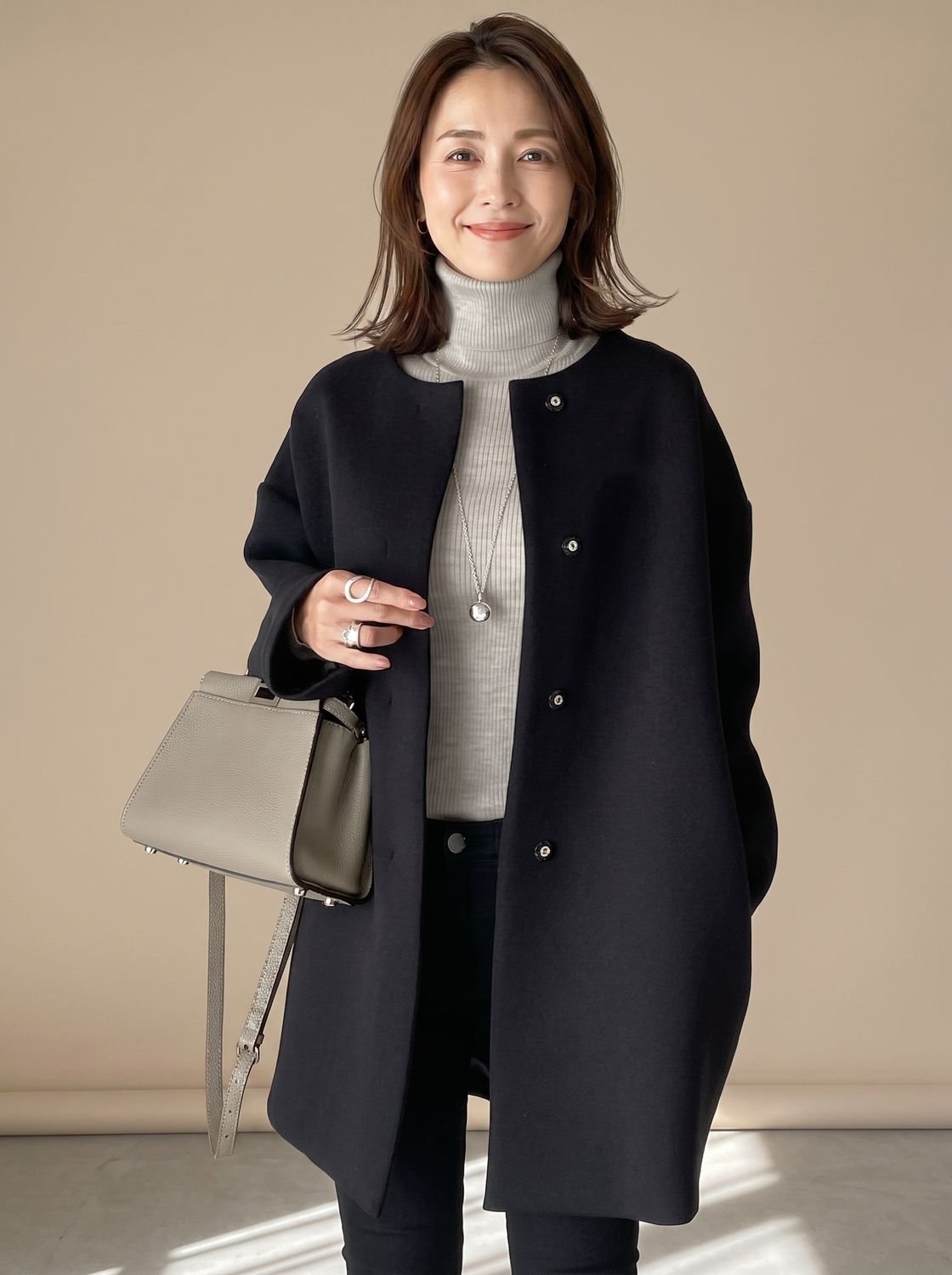 Tamara | Women's Collarless Longline Trench Coat