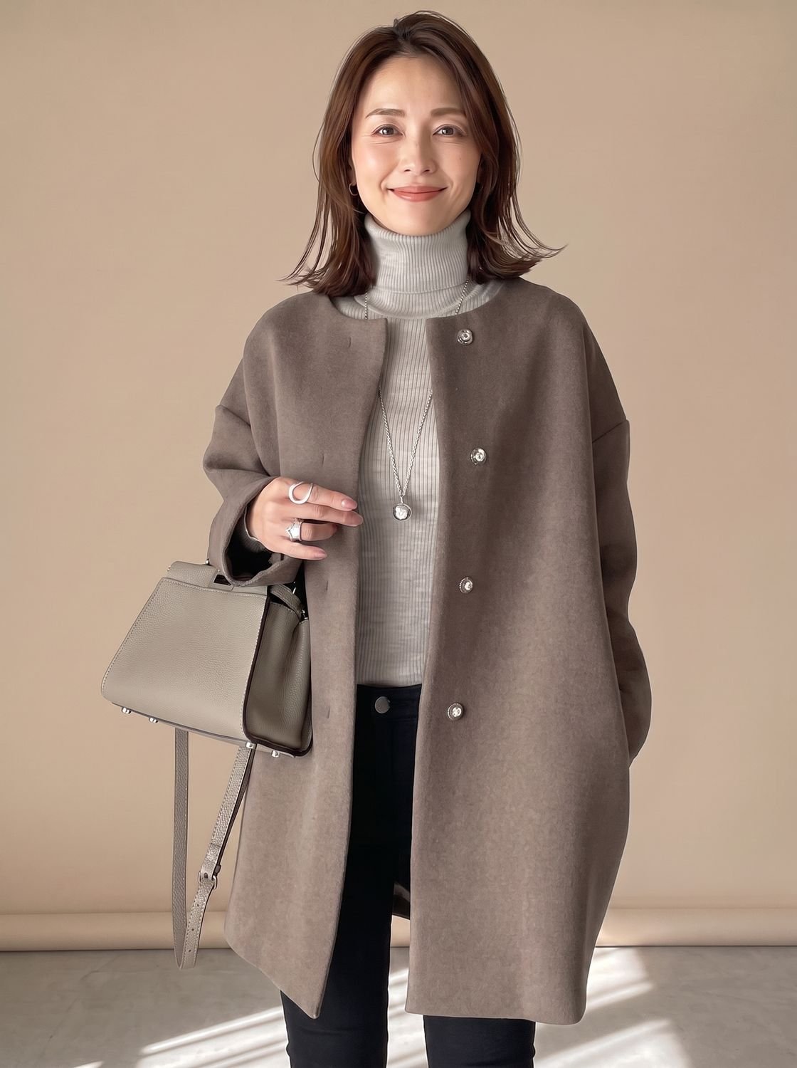 Tamara | Women's Collarless Longline Trench Coat