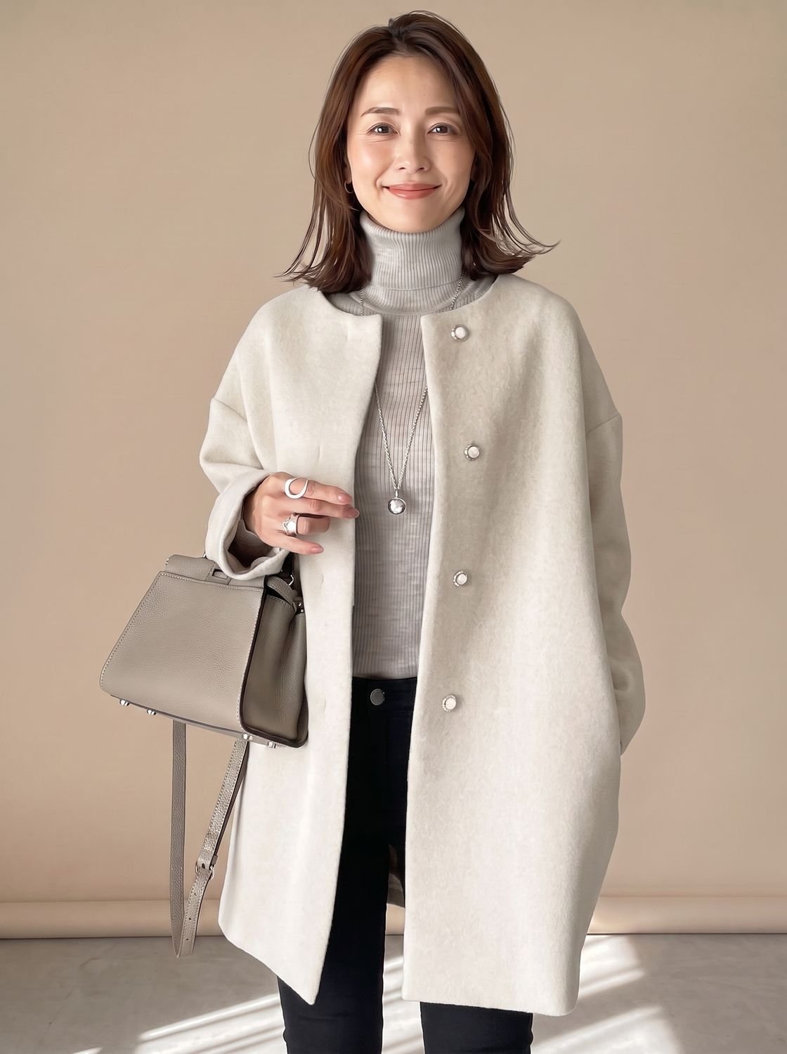 Tamara | Women's Collarless Longline Trench Coat