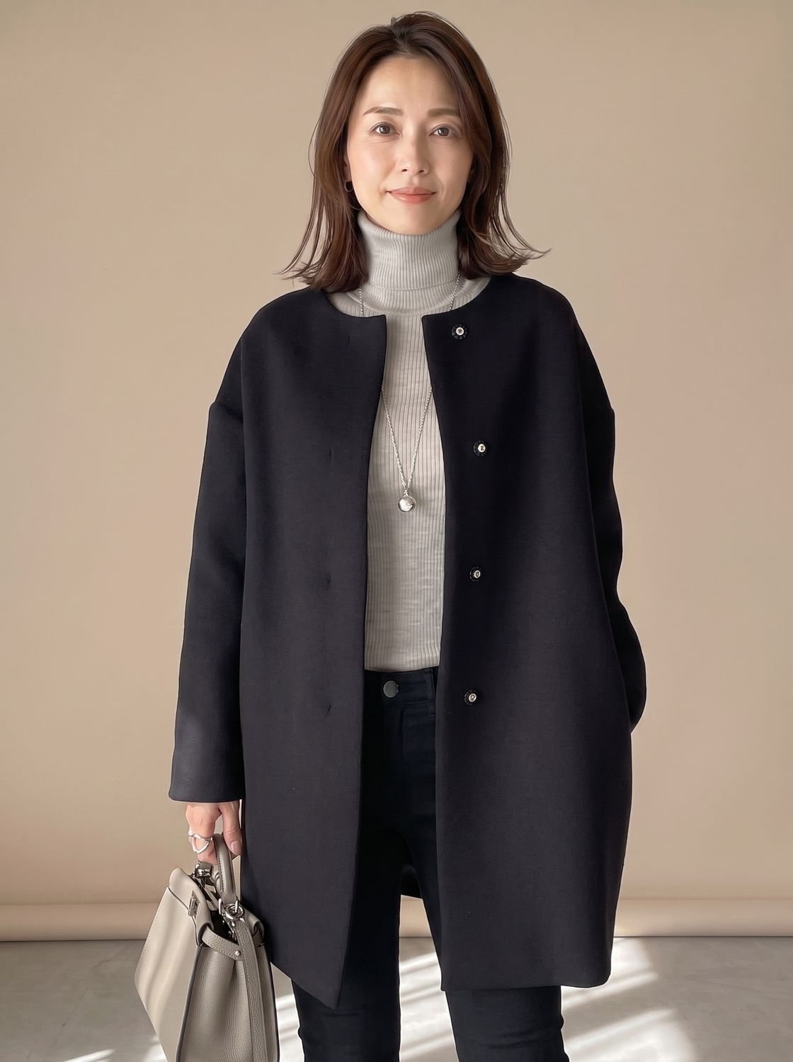 Tamara | Women's Collarless Longline Trench Coat