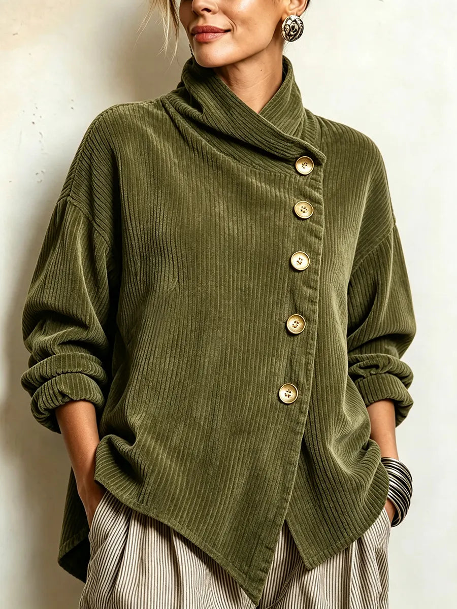 Eugenia | Women's Corduroy Funnel Neck Top