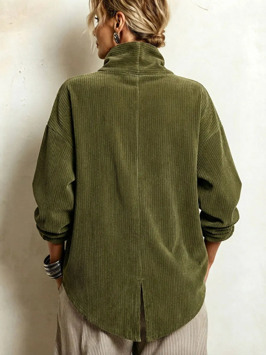 Eugenia | Women's Corduroy Funnel Neck Top