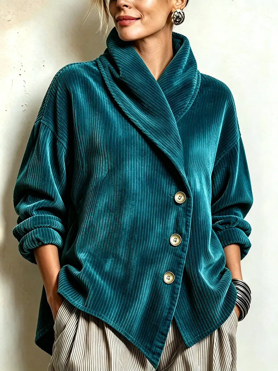 Genevieve | Women's Corduroy Shawl Collar Top
