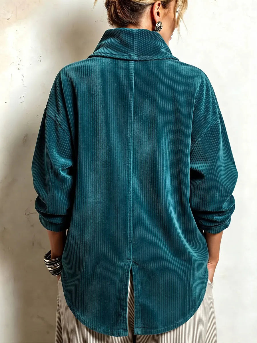 Genevieve | Women's Corduroy Shawl Collar Top