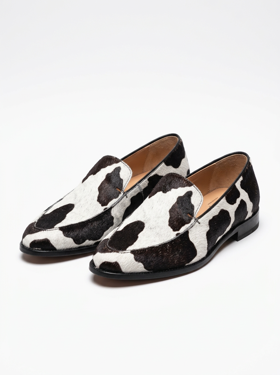 Delia | Women's Cow-Print Pointed Loafers