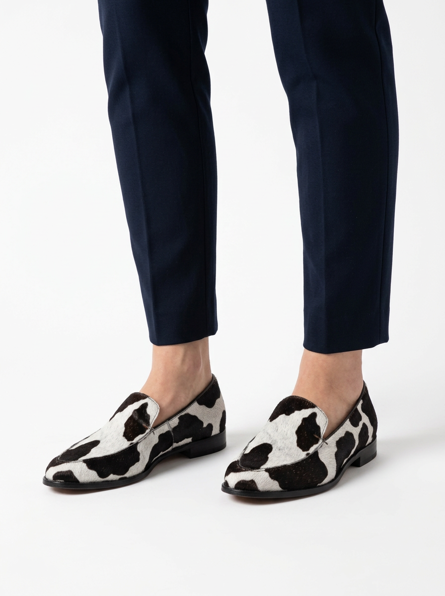 Delia | Women's Cow-Print Pointed Loafers