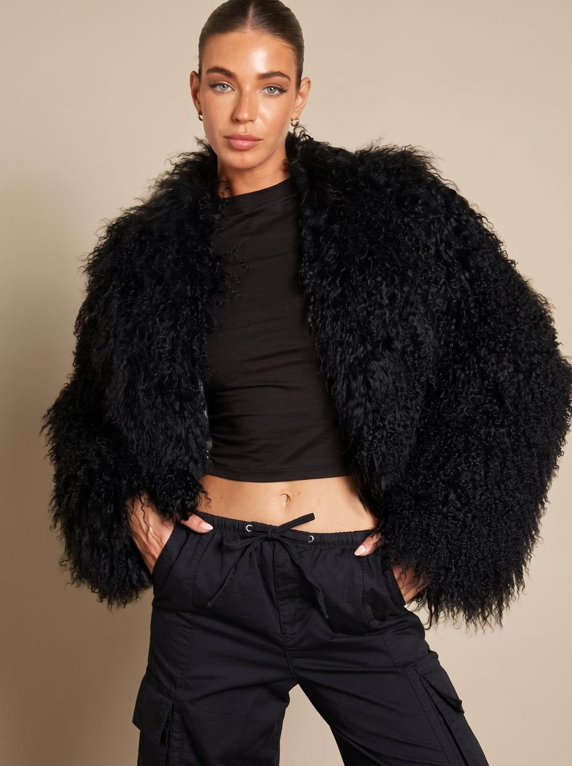 Vera | Women's Cropped Teddy-Texture Coat