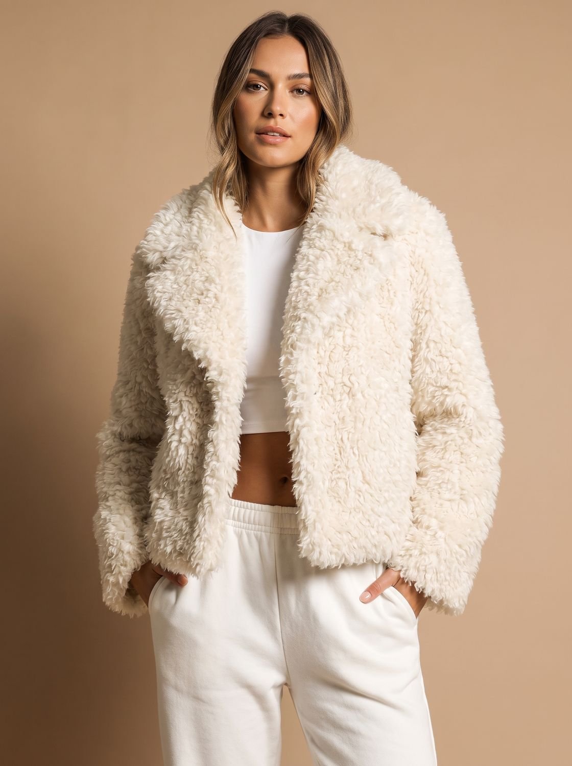 Vera | Women's Cropped Teddy-Texture Coat