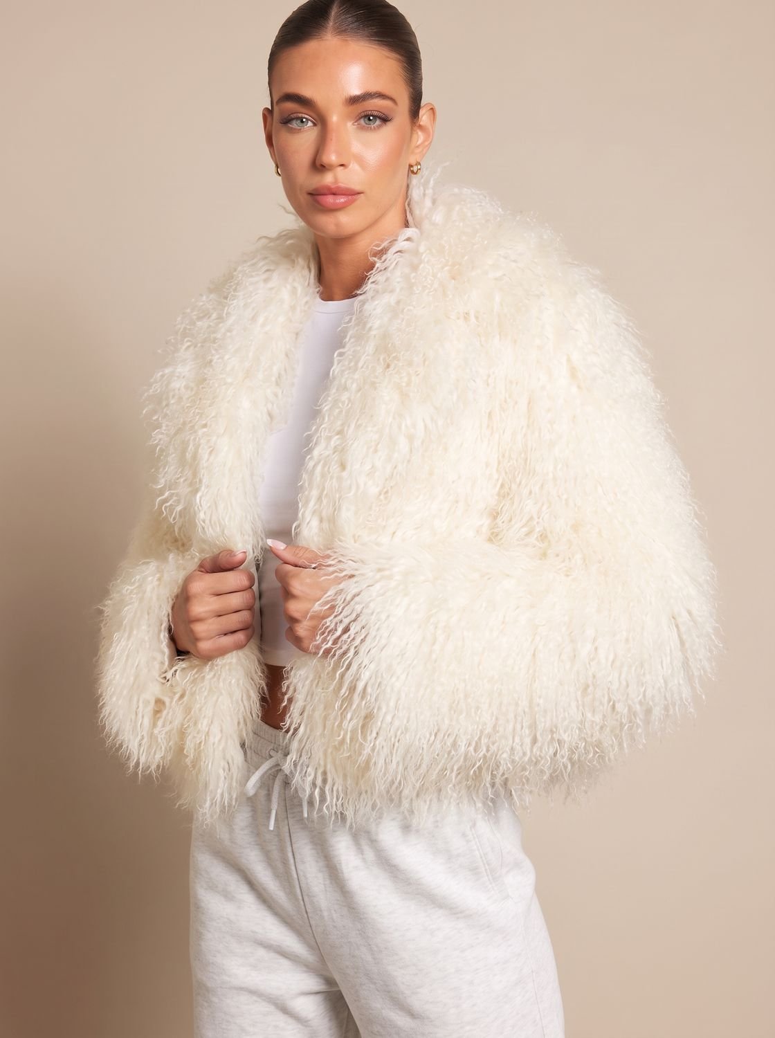 Vera | Women's Cropped Teddy-Texture Coat