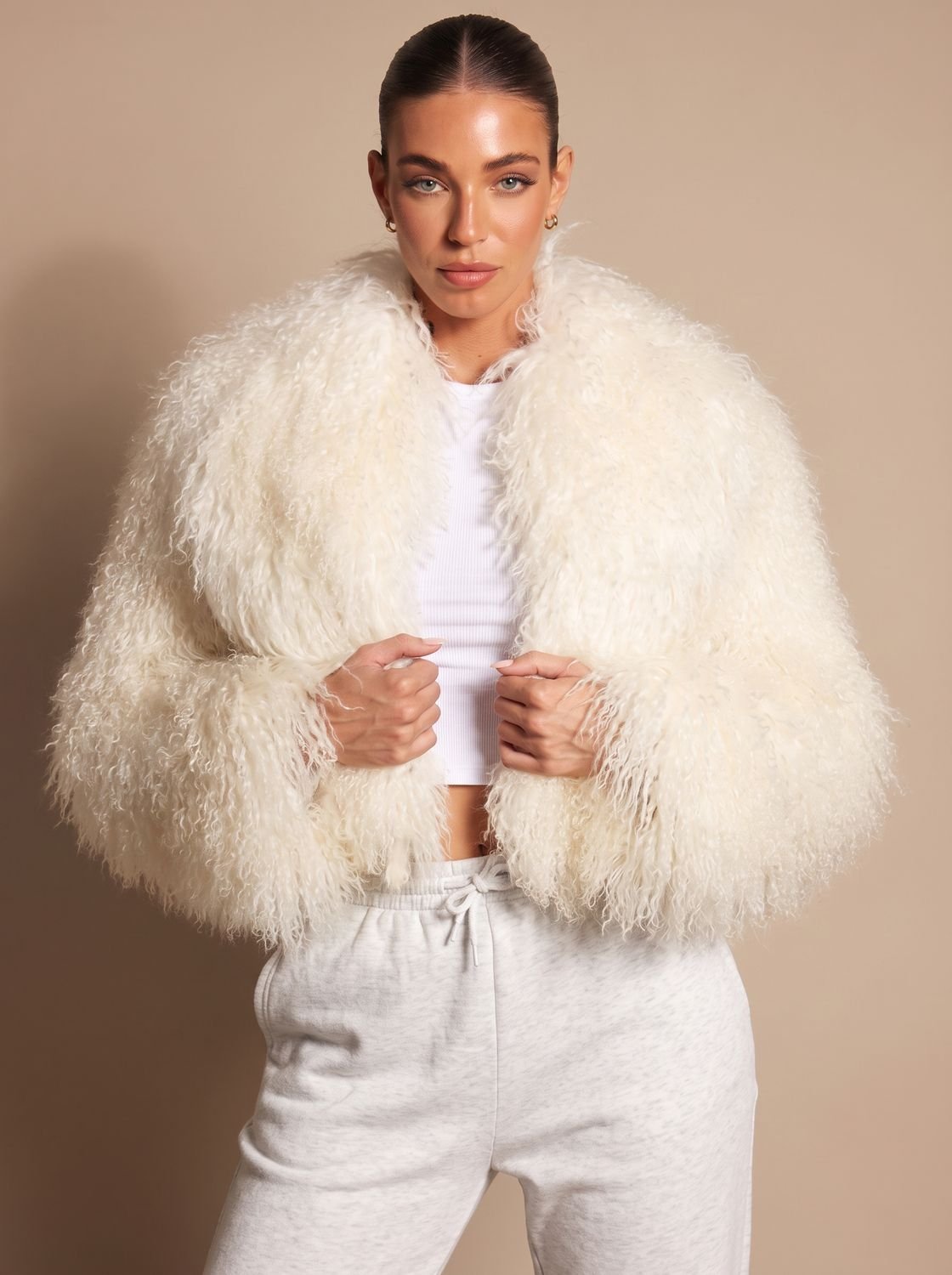 Vera | Women's Cropped Teddy-Texture Coat