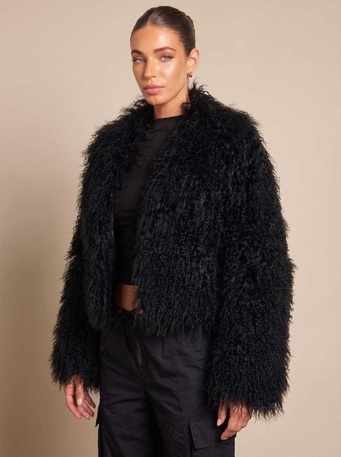 Vera | Women's Cropped Teddy-Texture Coat