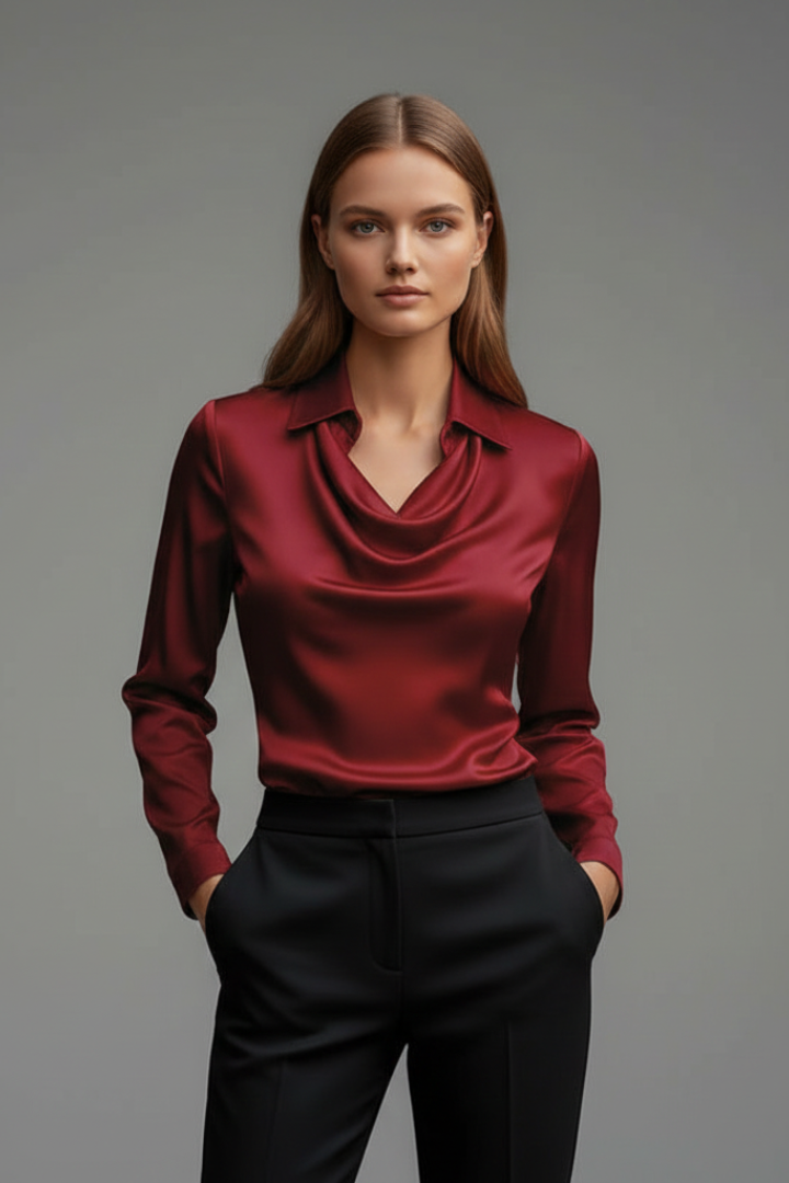 Eugenia-Ramona | Women's Draped Collar Blouse