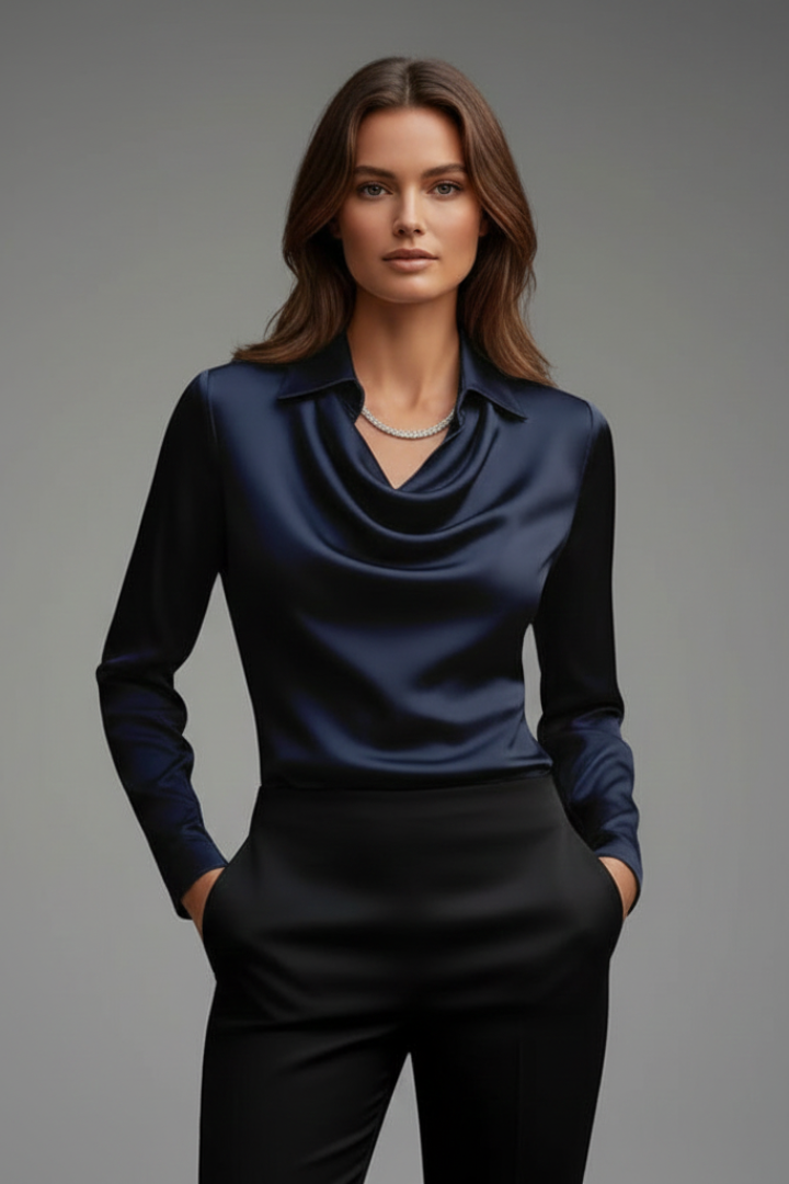 Eugenia-Ramona | Women's Draped Collar Blouse