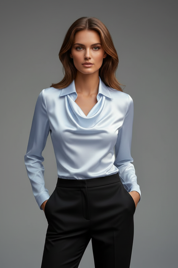 Eugenia-Ramona | Women's Draped Collar Blouse