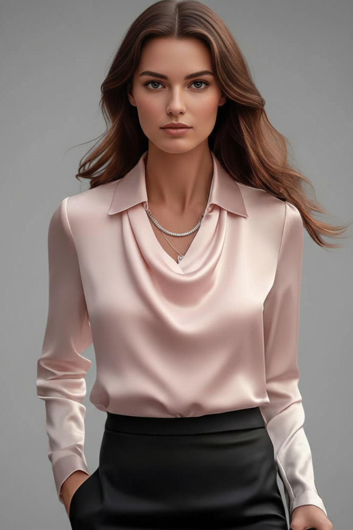 Eugenia-Ramona | Women's Draped Collar Blouse