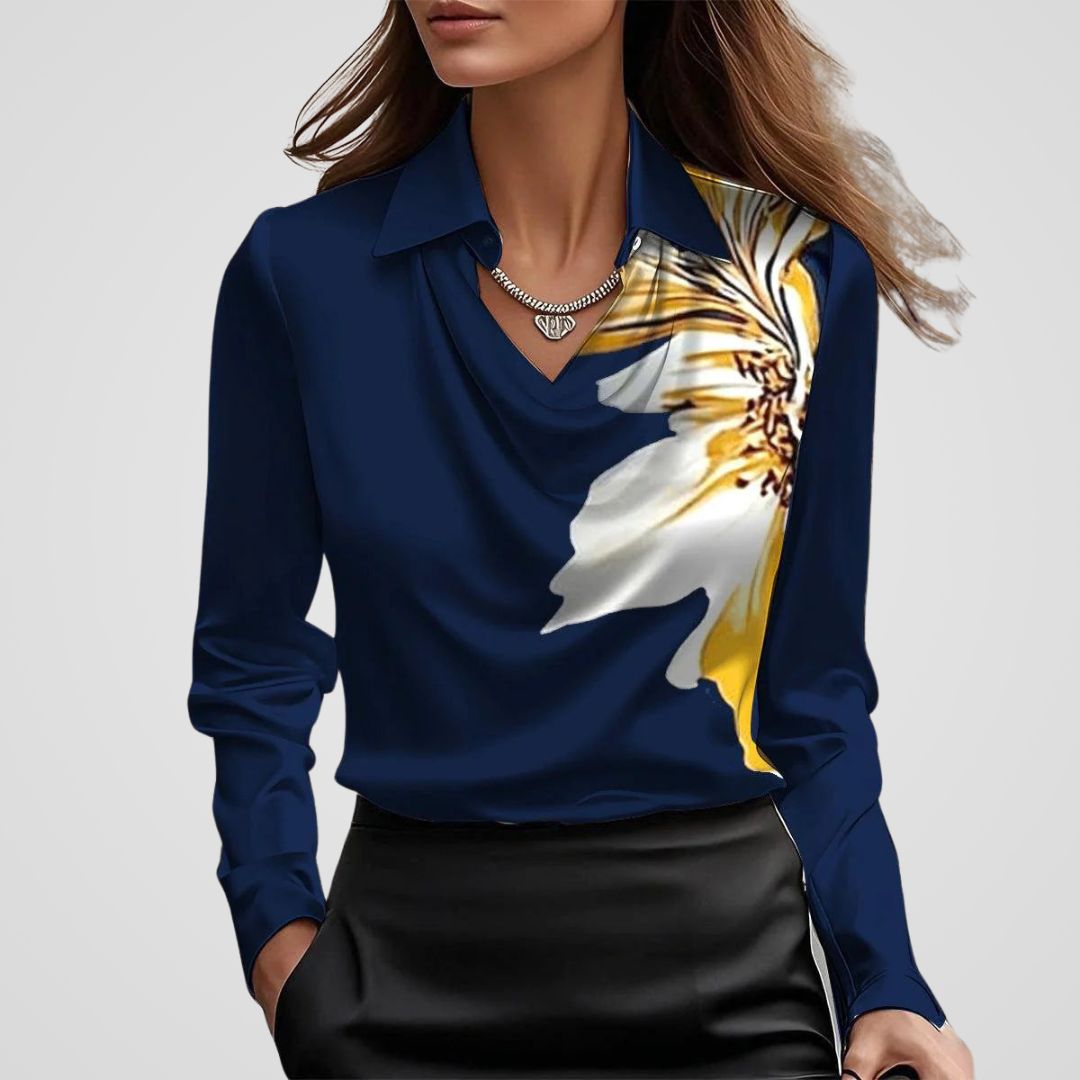 Rosemary | Women's Draped Neck Satin Blouse