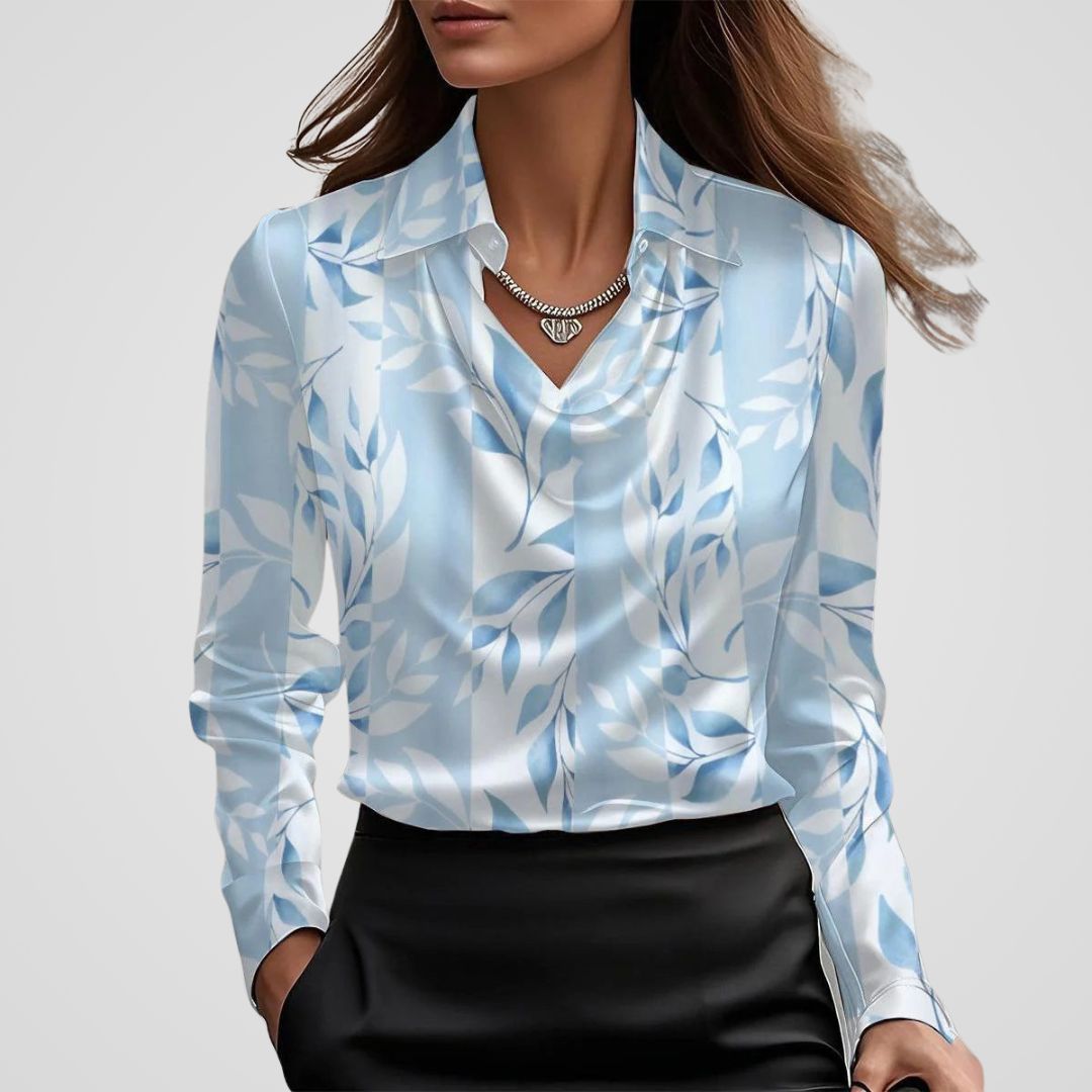 Rosemary | Women's Draped Neck Satin Blouse