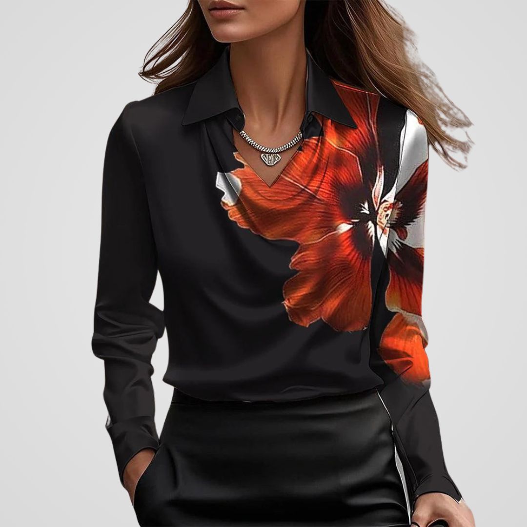 Rosemary | Women's Draped Neck Satin Blouse