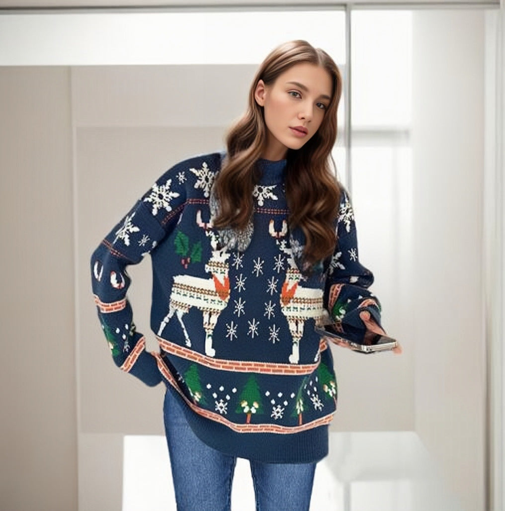 Harriet | Women's Fair Isle Reindeer Turtleneck Jumper