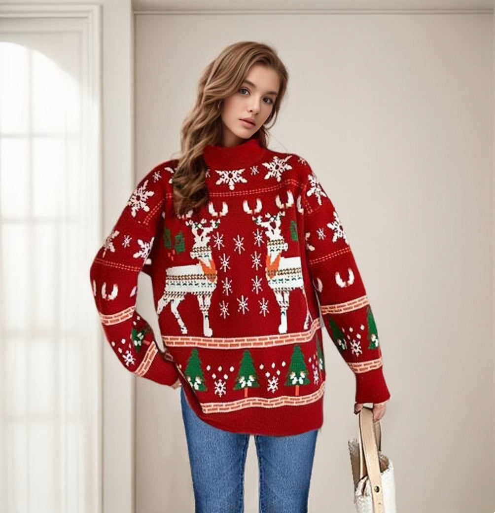 Harriet | Women's Fair Isle Reindeer Turtleneck Jumper