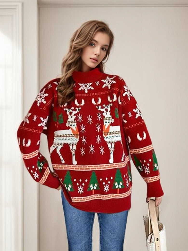 Harriet | Women's Fair Isle Reindeer Turtleneck Jumper