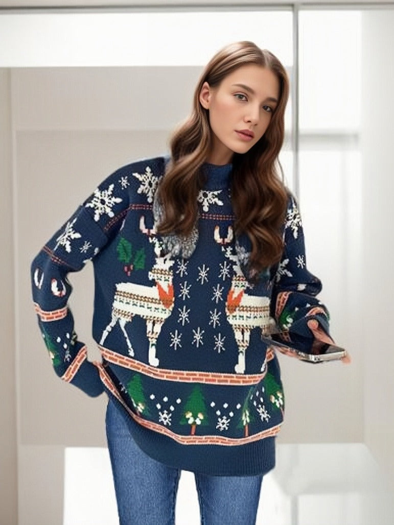 Harriet | Women's Fair Isle Reindeer Turtleneck Jumper