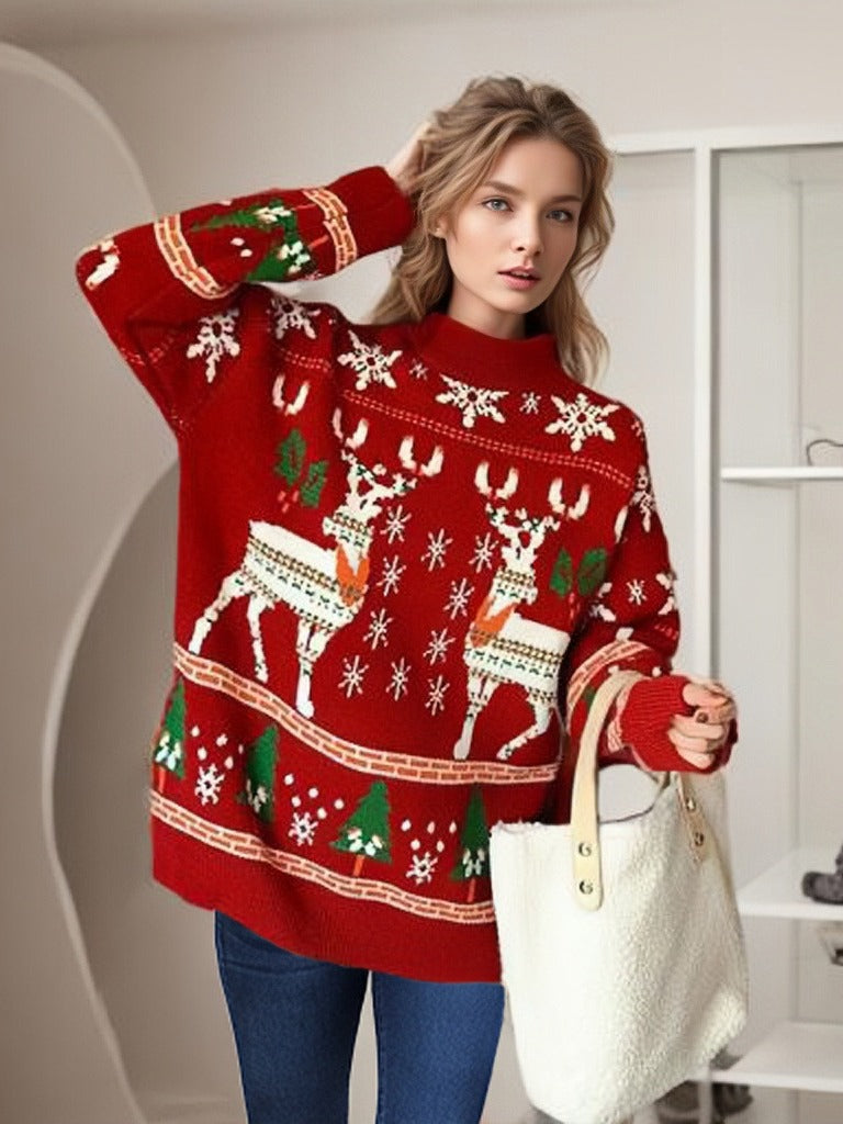 Harriet | Women's Fair Isle Reindeer Turtleneck Jumper