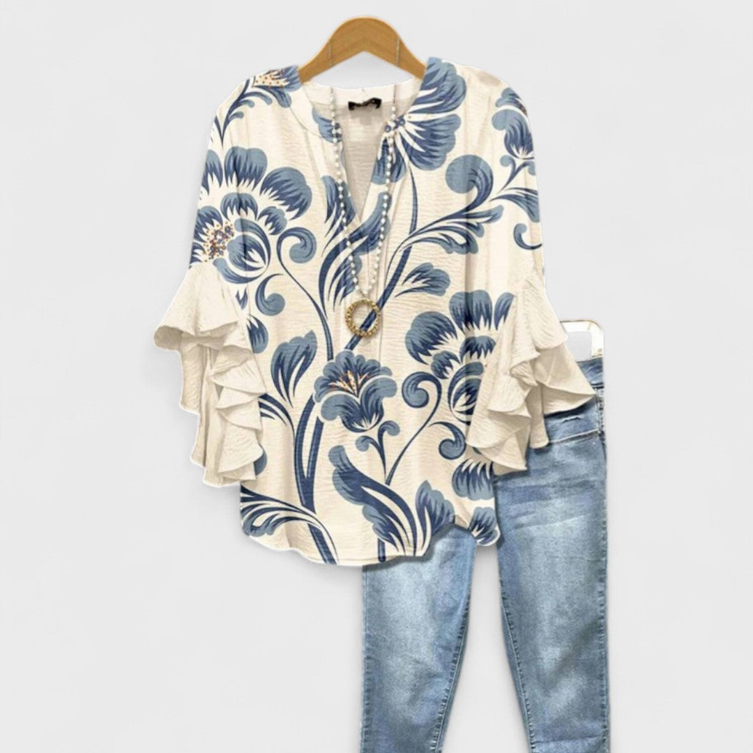Pearl | Women's Floral Tiered-Sleeve Blouse