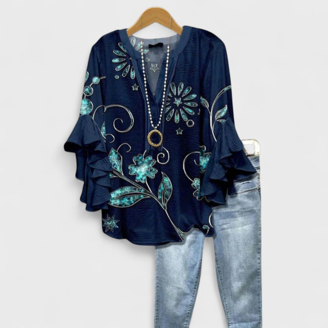 Pearl | Women's Floral Tiered-Sleeve Blouse