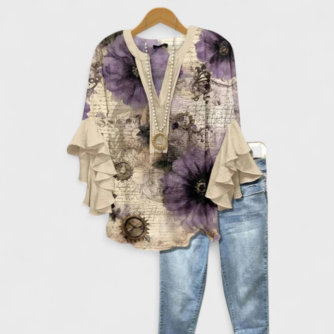 Pearl | Women's Floral Tiered-Sleeve Blouse