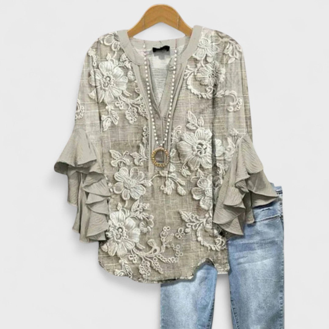 Pearl | Women's Floral Tiered-Sleeve Blouse