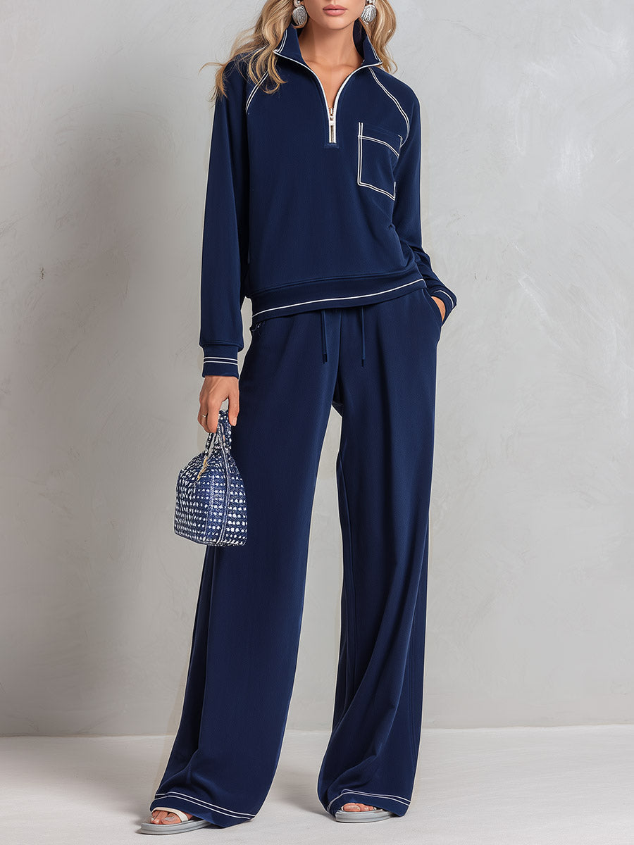 Bridget | Women's Half-Zip Sweatshirt & Wide-Leg Pants Set