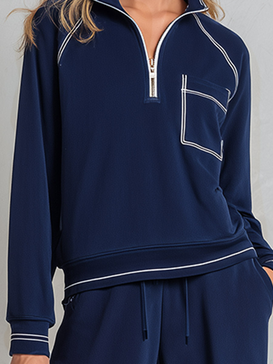 Bridget | Women's Half-Zip Sweatshirt & Wide-Leg Pants Set